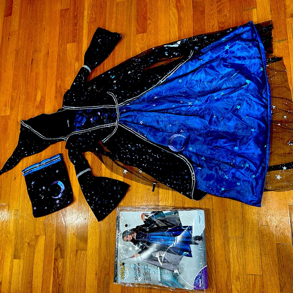 Spirit Halloween Midnight Sorceress Hooded Witch Costume Dress Child Size S 4-6